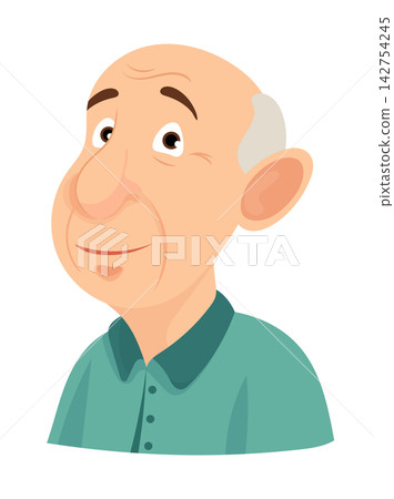 An elderly man, cute cartoon character. Flat vector clipart, illustration with isolated background. An elderly man, cute cartoon character. Flat vector clipart, illustration with isolated background. 142754245