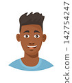 Young black guy, cute cartoon character. Flat vector clipart, illustration with isolated background. 142754247