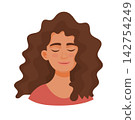 Girls with closed eyes, cute cartoon character. Flat vector clipart, illustration with isolated background. 142754249