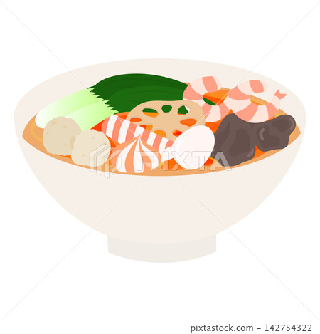 辣湯的插圖,配料豐富。 辣湯的插圖,配料豐富。 142754322