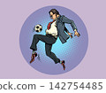Pop Art Retro An office man plays football. Sport unites the world. A football club coach. 142754485