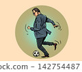 Pop Art Retro An office man plays football. Sport unites the world. A football club coach. 142754487