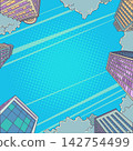 Pop Art Retro View of the city skyscrapers. Business success. Space for advertising. 142754499