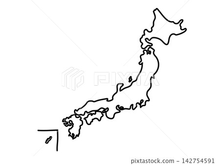 A map of Japan drawn with loose, thick lines. A map of Japan drawn with loose, thick lines. 142754591