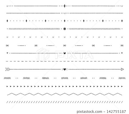 Hand drawn doodle divider lines collection, decorative borders set Hand drawn doodle divider lines collection, decorative borders set 142755187