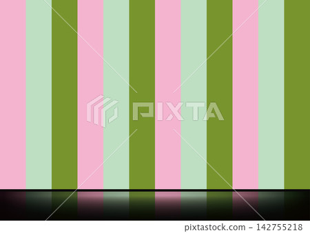 日式現代抽象背景，櫻花粉紅色和淺綠色的垂直條紋。 142755218
