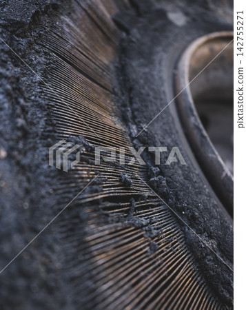 Close-up of old worn car tire texture Close-up of old worn car tire texture 142755271