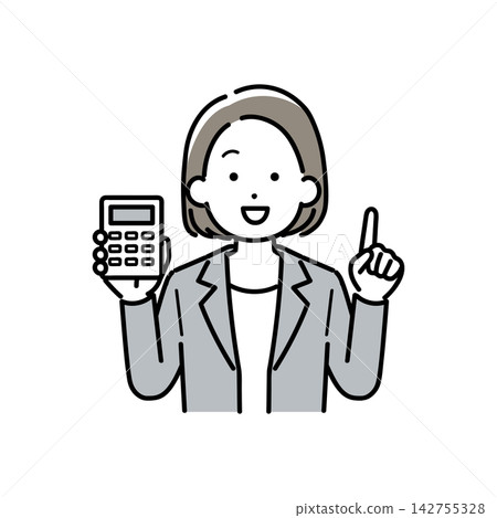 An illustration of a man in a suit explaining something while holding a calculator. An illustration of a man in a suit explaining something while holding a calculator. 142755328