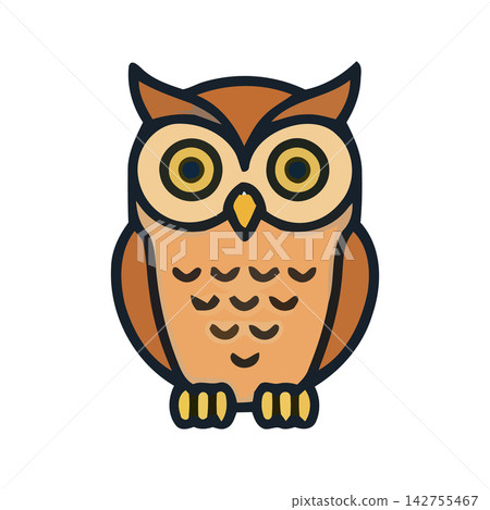 Adorable cartoon owl illustration vector, perfect for education or nature-themed branding and designs. Adorable cartoon owl illustration vector, perfect for education or nature-themed branding and designs. 142755467