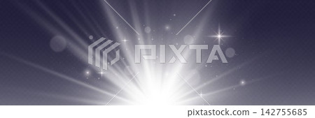 Bright light rays bursting from below creating an abstract background with lens flare and bokeh Bright light rays bursting from below creating an abstract background with lens flare and bokeh 142755685