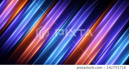 Glowing light lines diagonal pattern forming a vibrant abstract technological background 142755716
