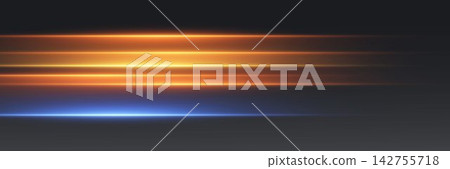 Abstract orange and blue light lines creating a futuristic technology background 142755718
