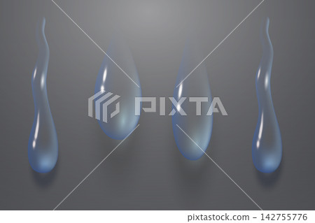 Transparent liquid droplets creating a sense of freshness and purity 142755776