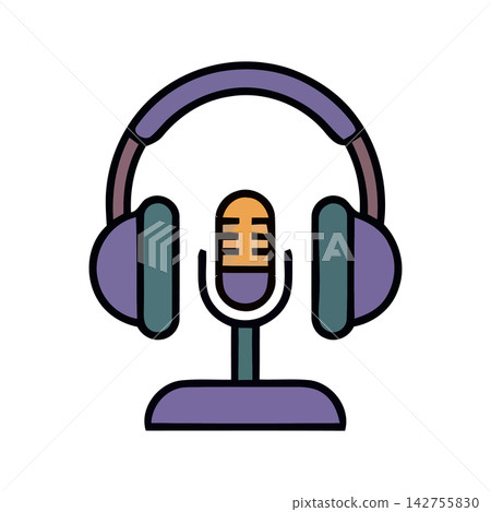 Simple, modern vector icon representing audio equipment and sound technology. 142755830