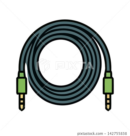 Vector graphic illustration of a neatly coiled electric power cable, symbolizing connection and energy. Vector graphic illustration of a neatly coiled electric power cable, symbolizing connection and energy. 142755838