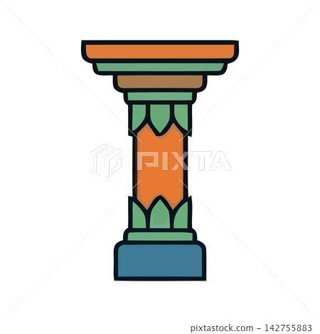 Simple line art illustration featuring an elegant, architectural column structure. Simple line art illustration featuring an elegant, architectural column structure. 142755883
