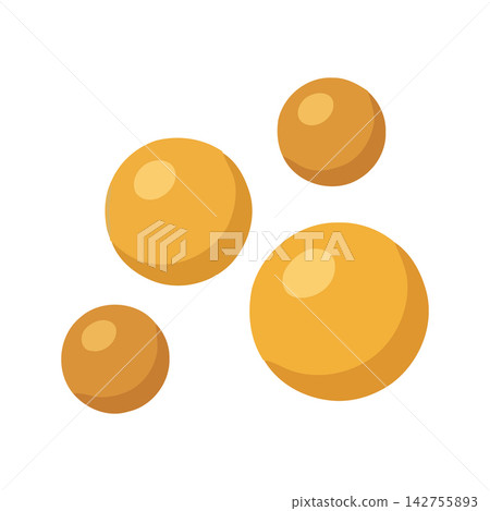 A set of abstract, solid yellow circular elements perfect for modern design, web graphics, or artistic backgrounds. 142755893