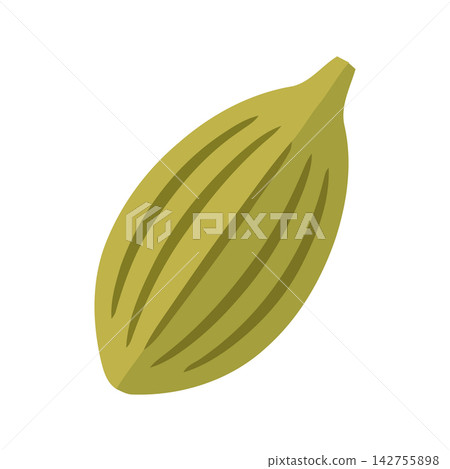 A clean and modern illustration of an olive-green seed pod, perfect for nature, organic, or botanical designs. 142755898