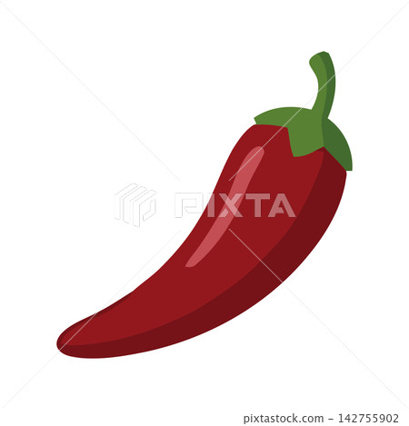 Essential vector illustration of bright red chili pepper, ideal graphic element for cuisine, spices, and hot food labeling. Essential vector illustration of bright red chili pepper, ideal graphic element for cuisine, spices, and hot food labeling. 142755902