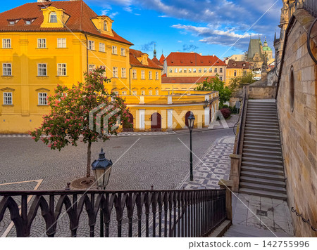 The stairs from Charles Bridge leading to the picturesque Kampa Island The stairs from Charles Bridge leading to the picturesque Kampa Island 142755996
