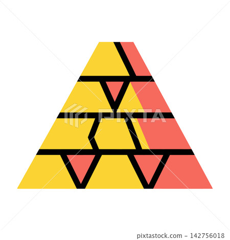 Minimalist Pyramid Icon Featuring Geometric Layers in Vibrant Yellow and Orange Minimalist Pyramid Icon Featuring Geometric Layers in Vibrant Yellow and Orange 142756018
