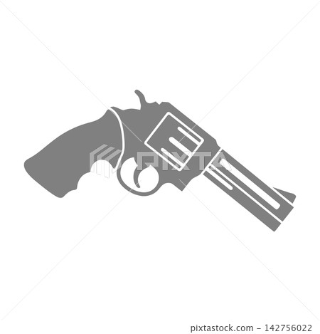 Gray silhouette of a revolver handgun icon isolated on white background Gray silhouette of a revolver handgun icon isolated on white background 142756022