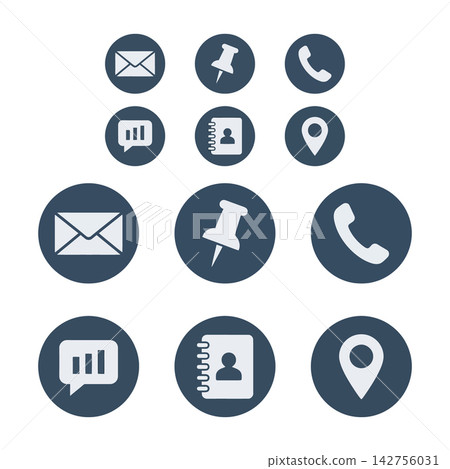 Contact Us Information Icons Set Including Mail Phone Pin And Address Book Symbols Contact Us Information Icons Set Including Mail Phone Pin And Address Book Symbols 142756031