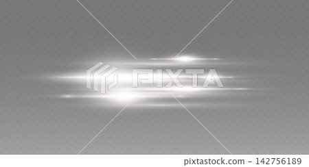 Abstract glowing horizontal light lines and optical flares on transparent background for overlays Abstract glowing horizontal light lines and optical flares on transparent background for overlays 142756189