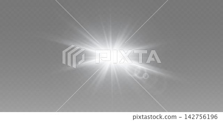Bright sunbeam rays with sparkling lens flare effect 142756196