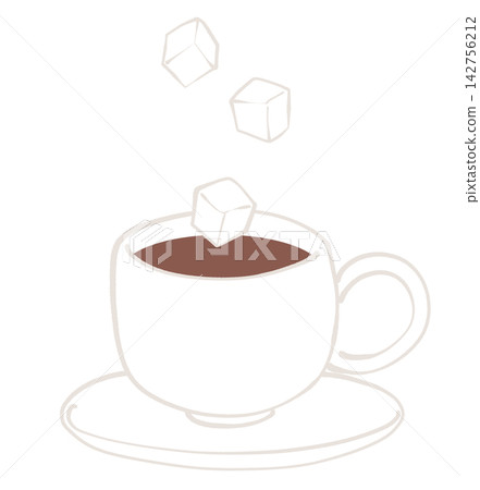 Illustration of putting sugar in coffee Illustration of putting sugar in coffee 142756212