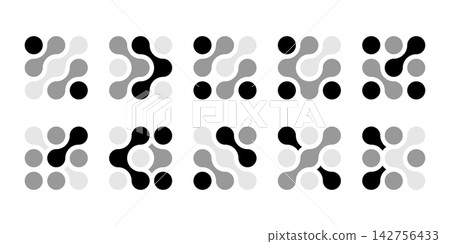 Abstract connected circles and dots icon. Integrate innovate logo, vector technology shape. Neuron Nano molecula, artificial brain symbol. Network science data, metaball design. Organic medical liquid Abstract connected circles and dots icon. Integrate innovate logo, vector technology shape. Neuron Nano molecula, artificial brain symbol. Network science data, metaball design. Organic medical liquid 142756433
