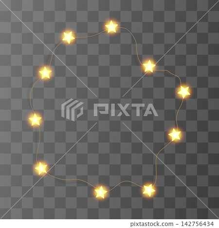 Light garland wreath, bulb string vector bg. Fairy holiday party decor, white gold xmas festive border. Star isolated element, winter ribbon png. New year banner decoration, bright glow led lamp frame Light garland wreath, bulb string vector bg. Fairy holiday party decor, white gold xmas festive border. Star isolated element, winter ribbon png. New year banner decoration, bright glow led lamp frame 142756434