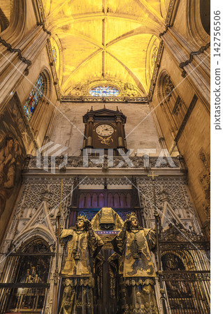 Tomb of Christopher Columbus inside Seville Cathedral, Spain Tomb of Christopher Columbus inside Seville Cathedral, Spain 142756506