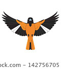 Oriole Bird in Flight with Orange and Black Wings Graphic Vector 142756705