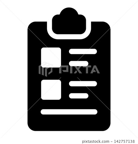 Binder and questionnaire form, checklist items, icons Binder and questionnaire form, checklist items, icons 142757138