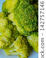 Close-up top view of fresh broccoli, healthy green vegetable food background 142757146