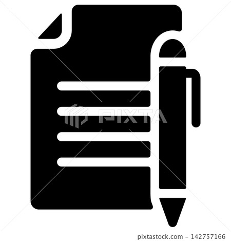 Pen and text file icon Pen and text file icon 142757166