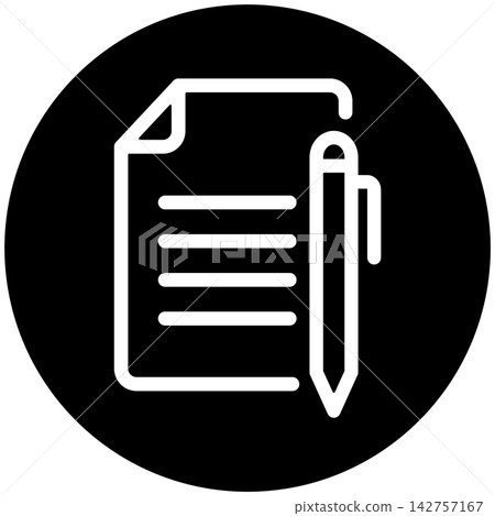 Pen and text file icon Pen and text file icon 142757167