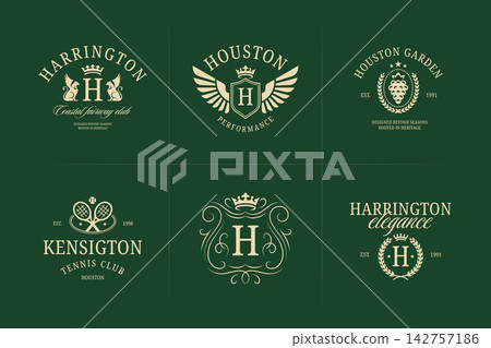 Premium Heraldic Monogram Vector Logo Collection For Luxury Private Club Brand Identity Design Premium Heraldic Monogram Vector Logo Collection For Luxury Private Club Brand Identity Design 142757186