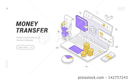 Online Money Transfer And Digital Payment Isometric Vector Illustration Banner Template Online Money Transfer And Digital Payment Isometric Vector Illustration Banner Template 142757243