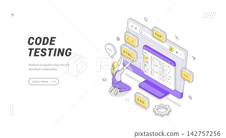 Software Development And Code Testing Process Isometric Vector Illustration Banner Template Software Development And Code Testing Process Isometric Vector Illustration Banner Template 142757256