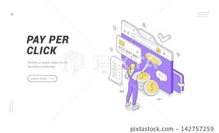 Pay Per Click Advertising Isometric Vector Illustration Banner Template Pay Per Click Advertising Isometric Vector Illustration Banner Template 142757259