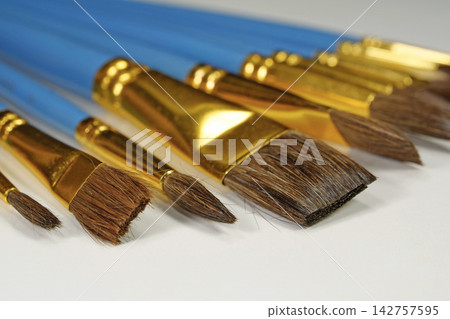 Collection of painting brushes with horse hair for creating detailed and expressive artworks Collection of painting brushes with horse hair for creating detailed and expressive artworks 142757595