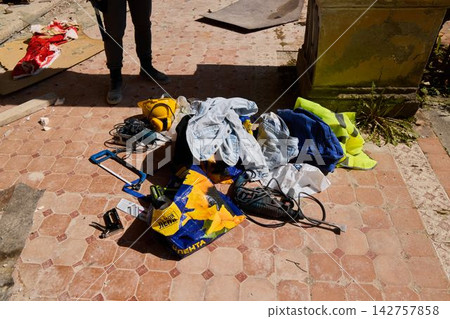Urban scene features lost items and displaced objects nearby Urban scene features lost items and displaced objects nearby 142757858