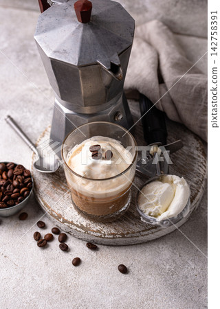 Coffee affogato with ice cream and espresso Coffee affogato with ice cream and espresso 142758391
