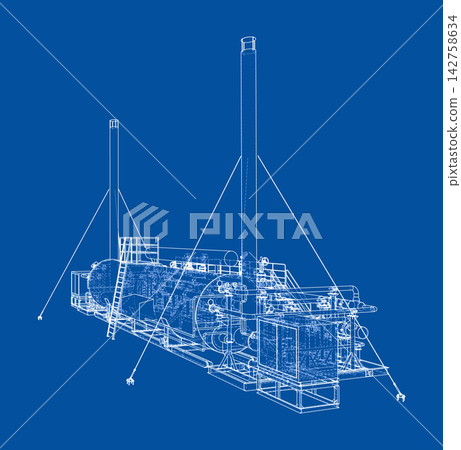 industrial boiler blueprint illustration. Vector 142758634
