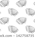 Folk accordion in doodle style with Bavarian details. Monochrome pattern for Oktoberfest branding and packaging 142758735