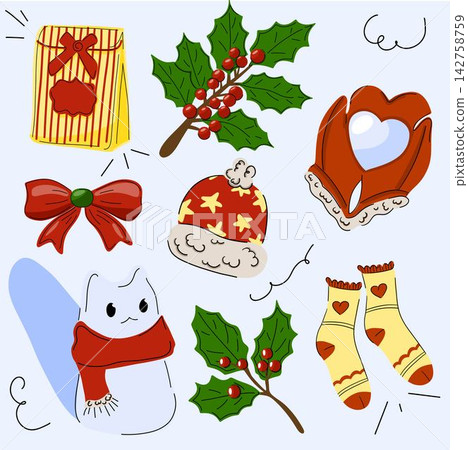 Christmas Winter Holiday Doodle Set Christmas Winter Holiday Doodle Set 142758759