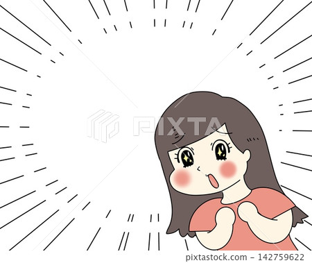 一位女士表達了她的感激之情，配有漫畫風格的對話框和空白區域（暖色調）。 142759622