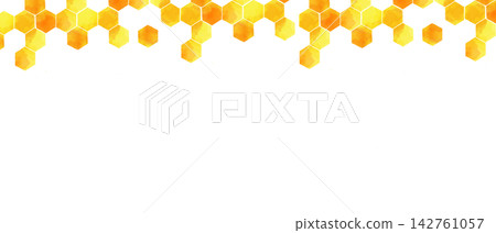 水彩風格插圖，頂部為蜂巢圖案背景。 142761057